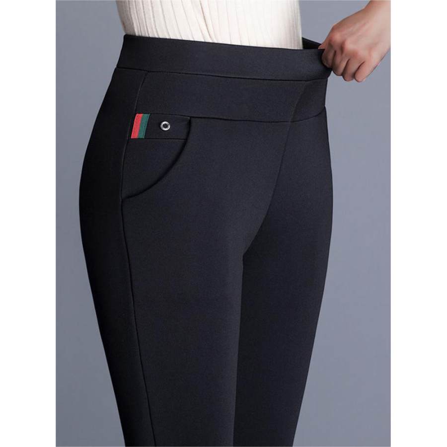 Women's Fleece Lined Warm Casual Pants High Waist Leggings Pencil Pants