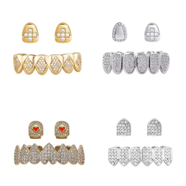 Grills Dia Vvs Hip Hop Single Oil Dripping Love Heart Braces Grillz For Teeth Sier