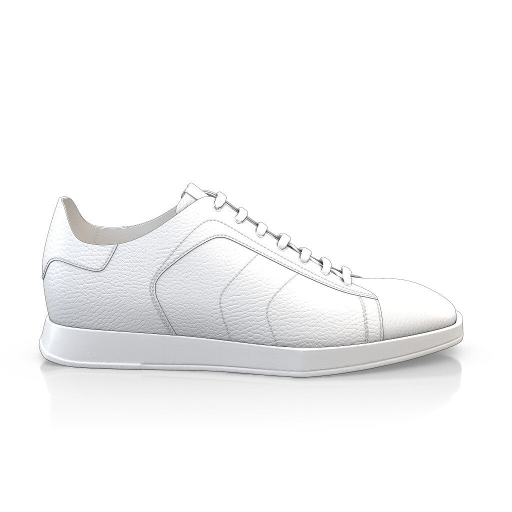 Baskets plates à lacets et bout carré Homme Faites main en Italie en Cuir Blanc - Sur Mesure - GIROTTI 16965