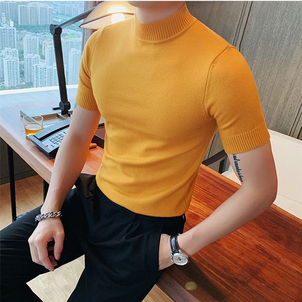 Men&#039;s T-Shirts 11 color Summer High Quality Short Sleeve Knitted T Shirts Men Slim Solid Pullovers Casual Stretched Tee Shirt Streetwea