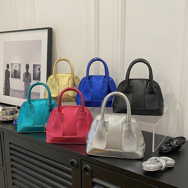 Evening Bags 2024 Fashion Womens Bag Bright Face Litchi Pattern Handheld Shell Versatile One Shoulder Crossbody