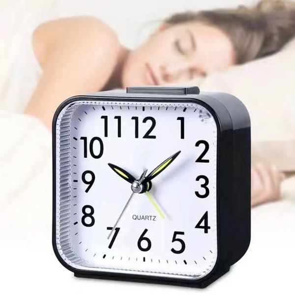 Square Analog Display Home Decor Bedroom Night Light Alarm Clock Daily Non Ticking Battery Operated Alarm Clock Small Night Lamp Y240904