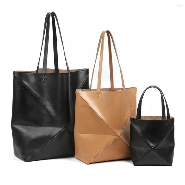 Mirror Quality Shoulder Bags Cowhide Puzzle Fold Geometric Single Crossbody bag Portable Bucket bag Women Totes Luxury Genuine leather high