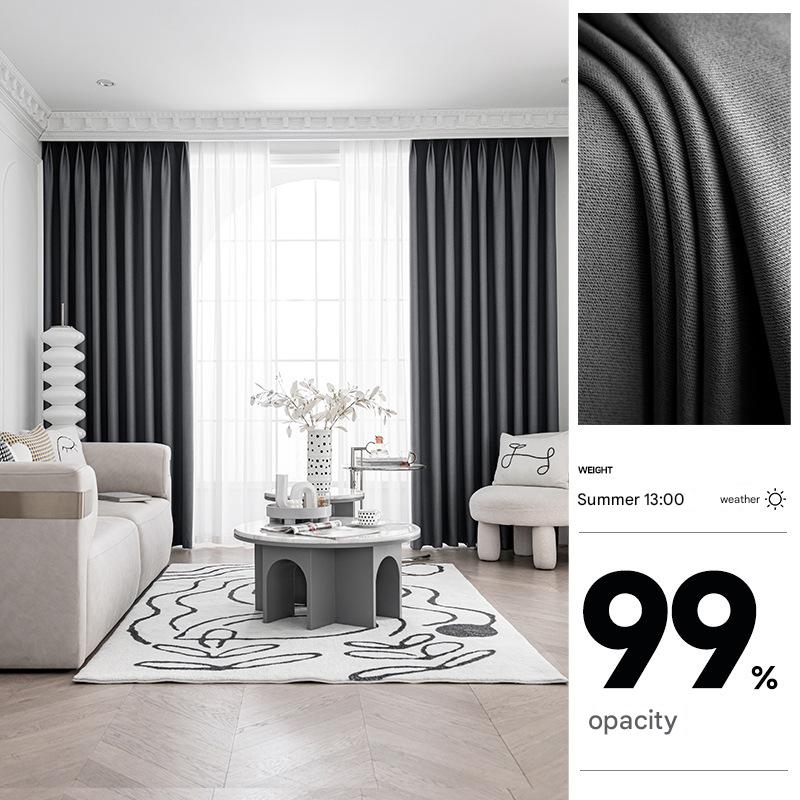 YL-36844 thick double-sided linen blackout curtain project hotel school sound insulation heat insulation blackout cotton linen curtain finished prod