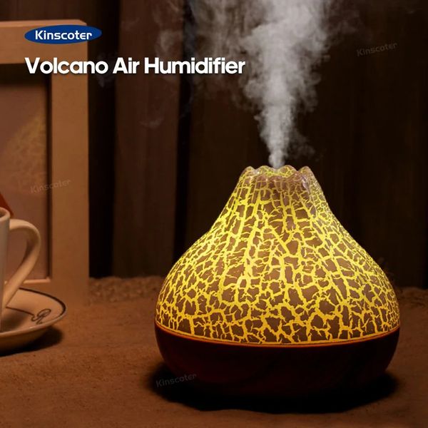 Volcano Air Humidifier 300ml Portable Ultrasonic Air Humidifier Household Electric Desktop Diffuser Wood Grain Sprayer 241231