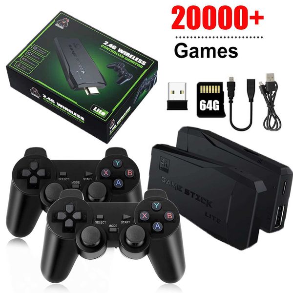 Video game console with built-in 20000+retro handheld game player 64G 4K TV game stick 2.4G wireless controller game board Y241115