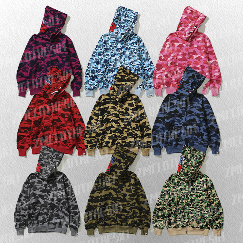 mens hoodies designer hoodie men shark print hoodie Harajuku long sleeve zip up overshirt Print Sweatshirt Casual streetwear fashion clothing daily