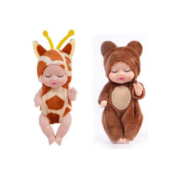 Dolls Cute Sleeping Doll Designer Plush Animal Themed Coat 11cm Baby Doll Toy s Ideal Birthday Christmas Gift S2412261