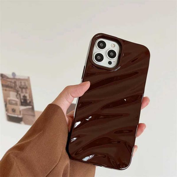 Fashion Ripple Phone Case For iPhone 16 15 13 11 12 14 Pro Max Plus Soft Silicone Wrinkles Cover Candy Color Shockproof Shell Z250122