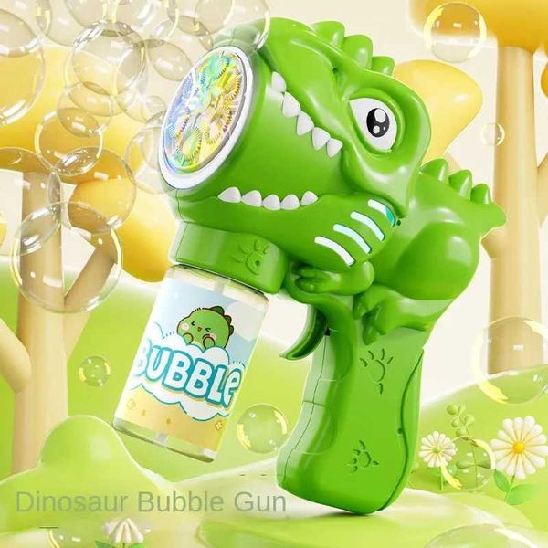 6-hole dinosaur bubble machine fully automatic bubble gun electric bubble gun with light automatic soap hair dryer outdoor game toyW240902