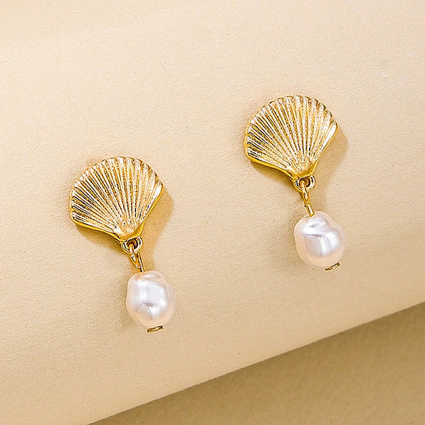 Boucles d'oreilles pendantes en alliage imitation perle