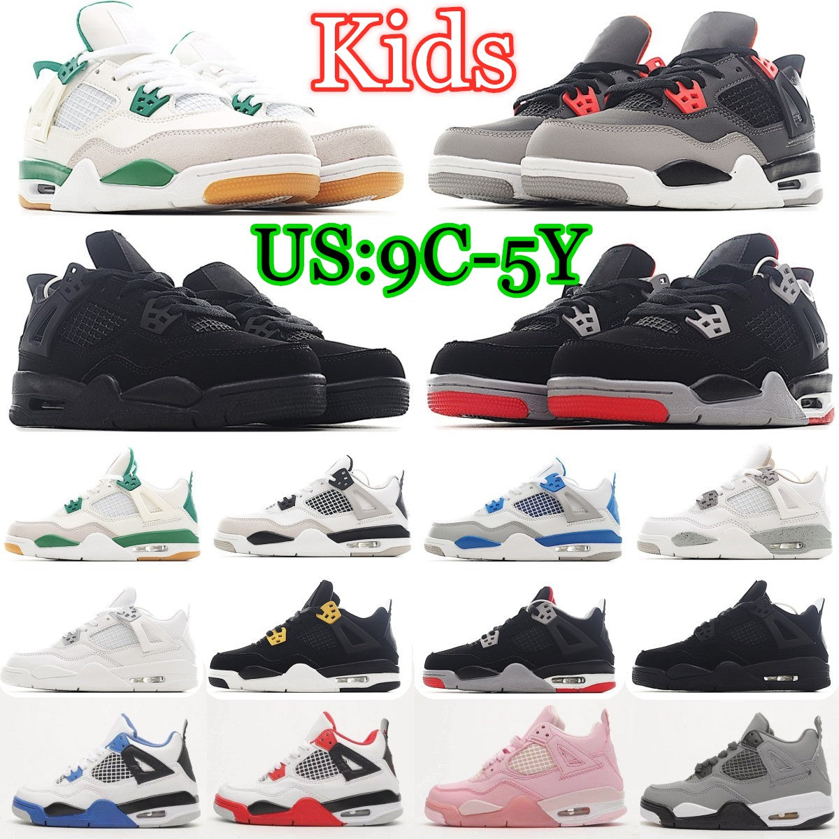 Kids Shoes toddler Sneakers 4Y 5Y boys girls White Oreo Green Blue Black Cat Pure Money Infants Sport Basketball Shoes