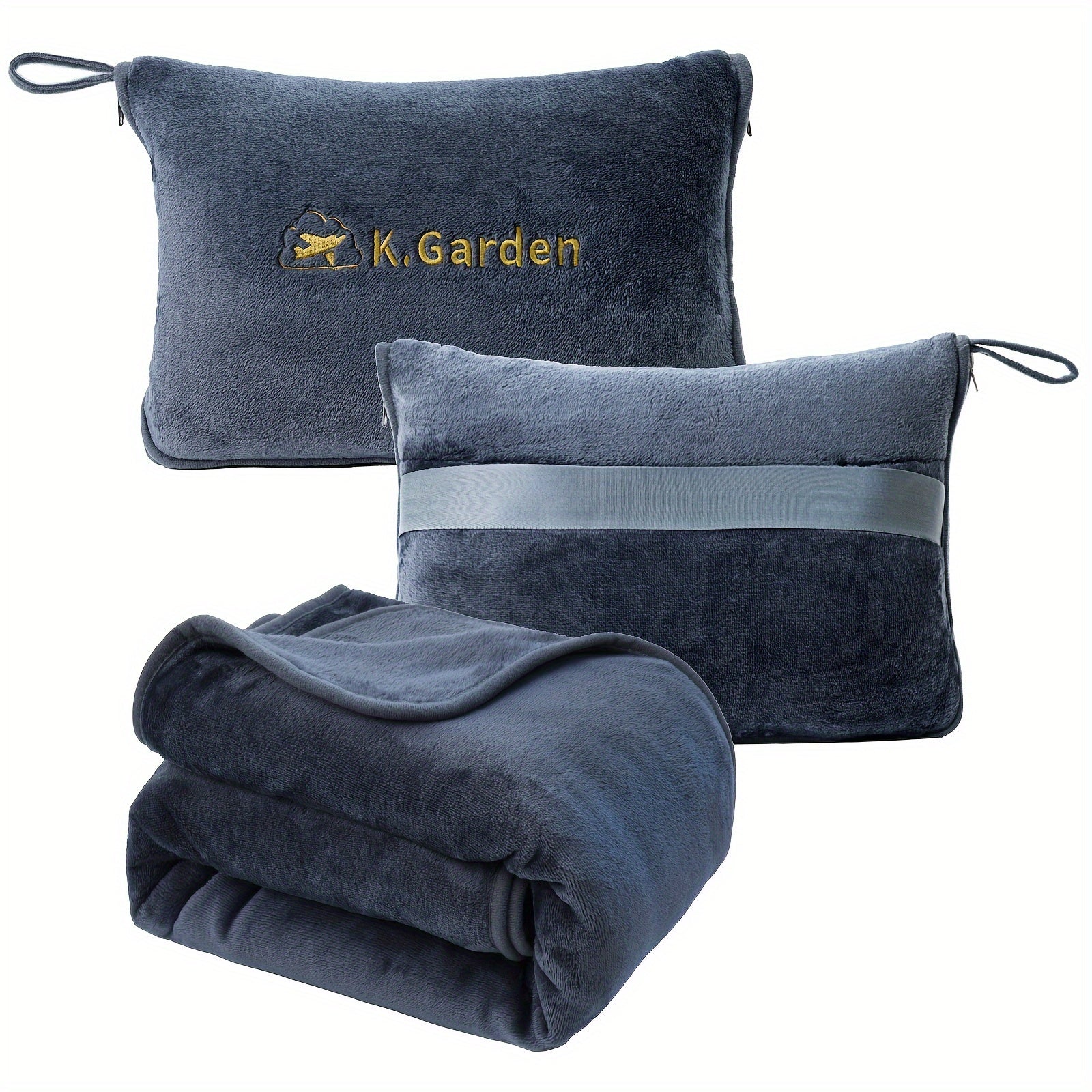 TEMU Premium 2-in-1 Travel Blanket And Pillow - Soft Airplane Blanket With A Cozy Bag Pillowcase, Hand Luggage Sleeve, And Backpack Clip.