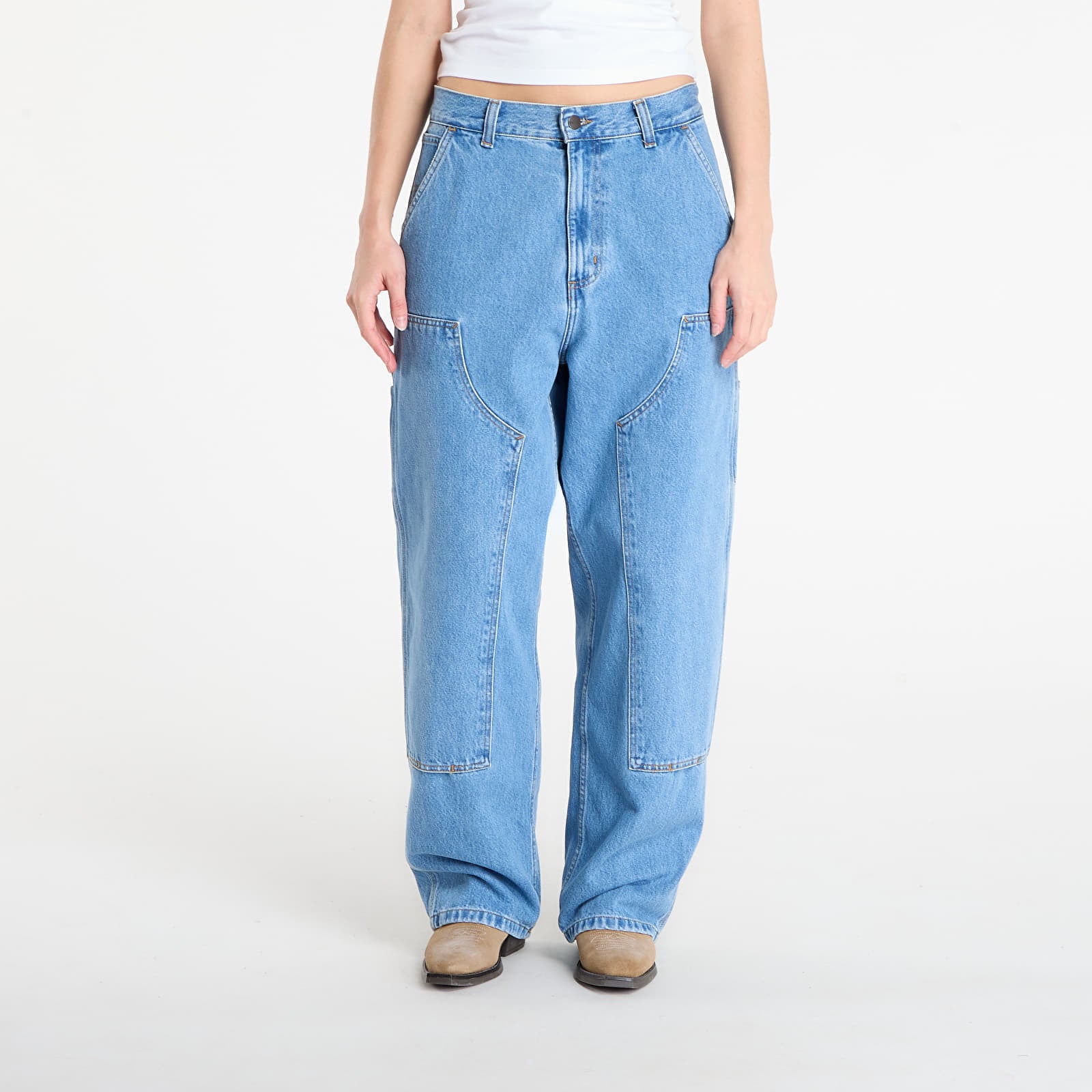 Farkut Carhartt WIP W' Brandon Double Knee Pant Blue Stone Bleached S