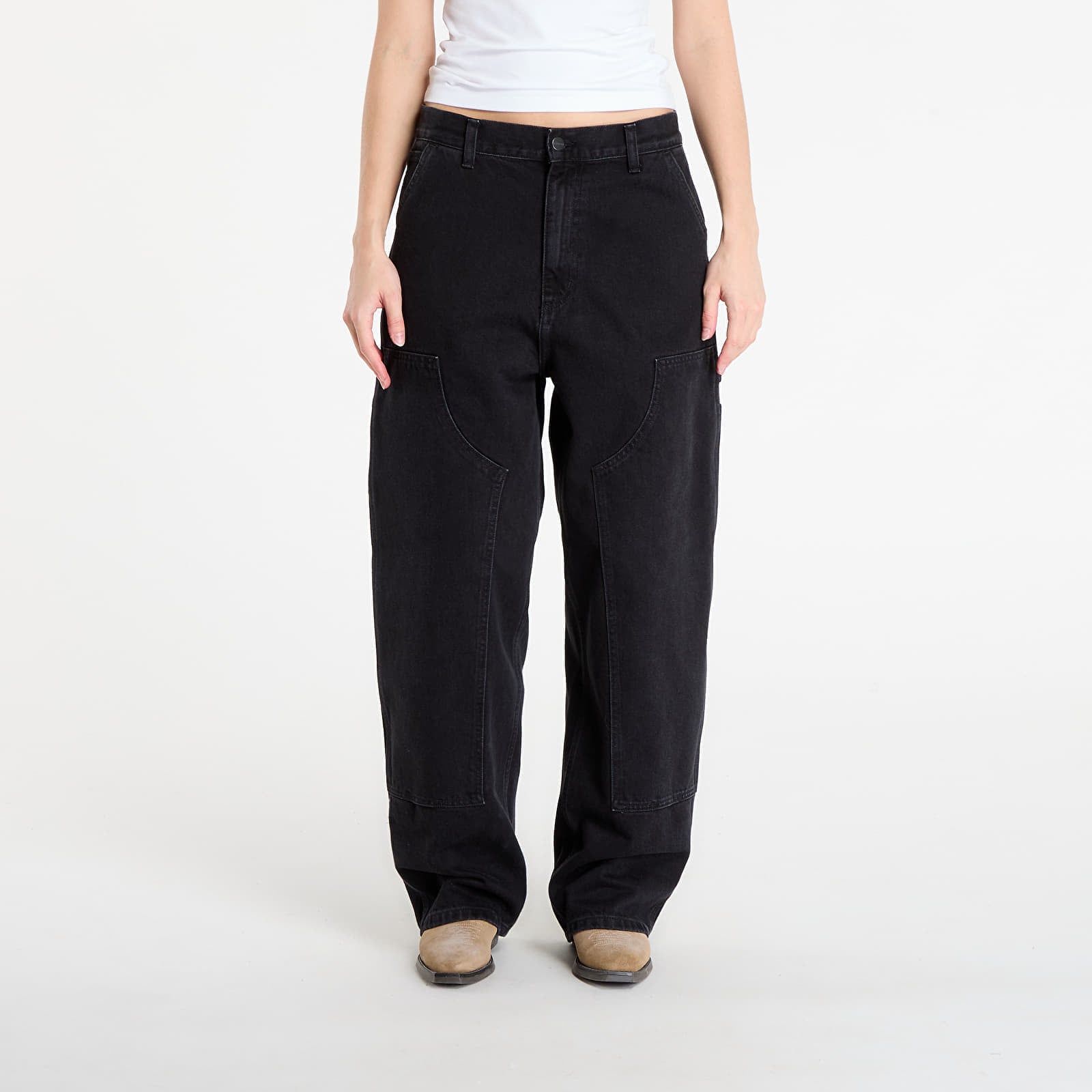 Byxor Carhartt WIP W' Brandon Double Knee Pant Black Stone Washed XS