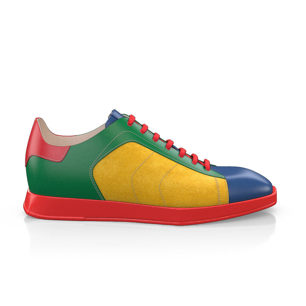 Baskets plates à lacets et bout carré Homme Faites main en Italie en Cuir Bleu Cobalt - Sur Mesure, Lacets - GIROTTI