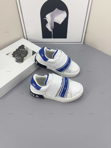 Classics Child Sneakers Blue striped webbing kids shoes Size 26-35 designer shoes Box protection High quality Buckle Strap baby casual shoes