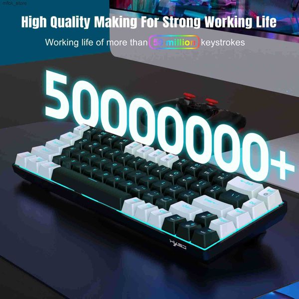 Keyboards 68 Keys Mechanical Keyboard Ergonomics RGB Backlit LED Hot Swappable Blue Switch Gaming Keyboard for PC Laptop Office J241204 J568