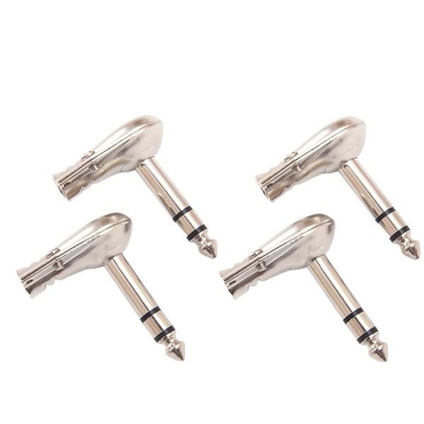 4Pcs 6.35mm 1-4 Inch Stereo TRS Right Angle Guitar Plug Flat Male Audio Connector Right Angle Jack Connectors For Microphones