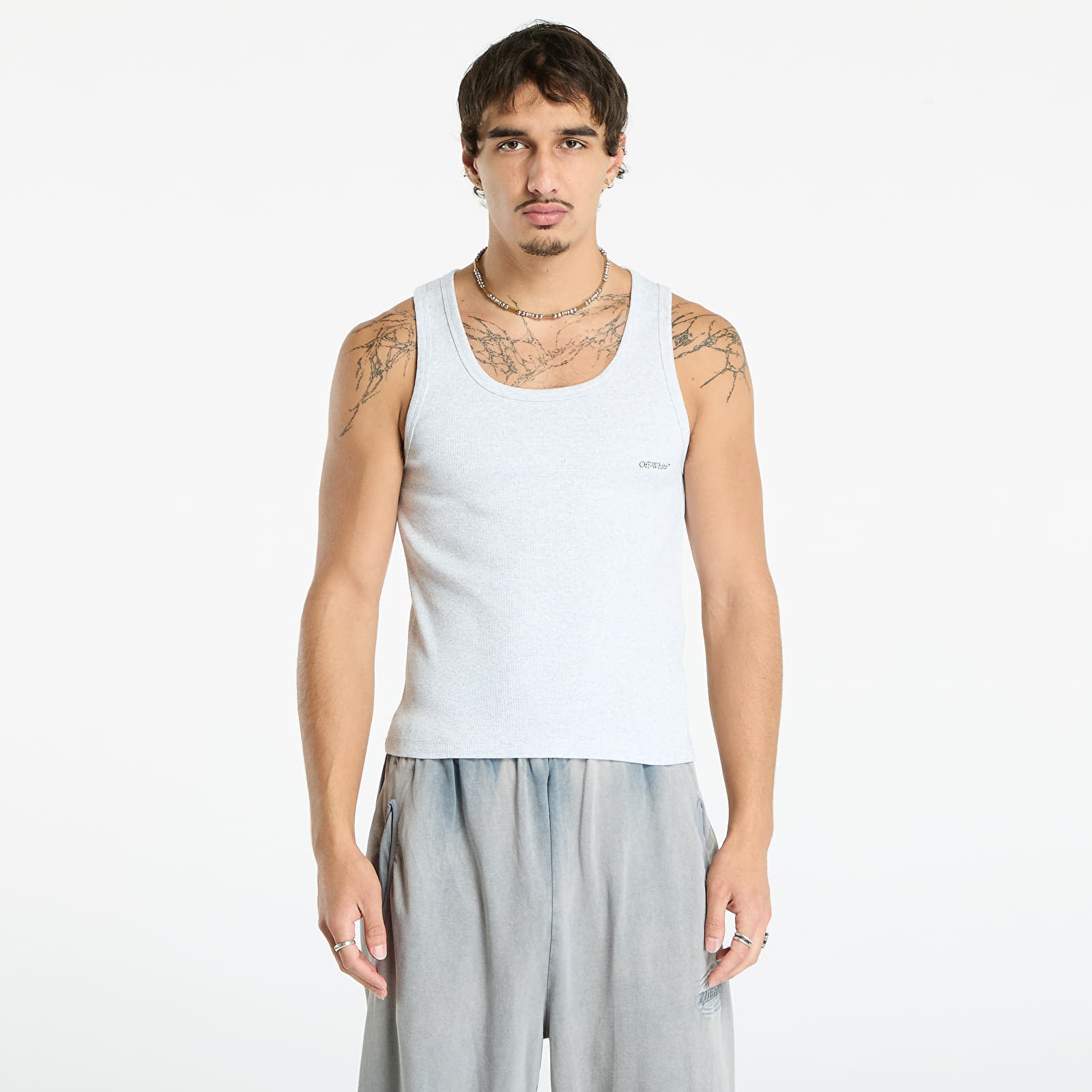 Tank top Off-White Off Bookish Rib Tank Grey Melange- Black XL