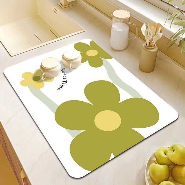 Mats Pads New Super Absorbent Coffee Dish Large Kitchen Absorbent Draining Mat Drying Mat Quick Dry Bathroom Drain Pad Dinnerware Placemat Z