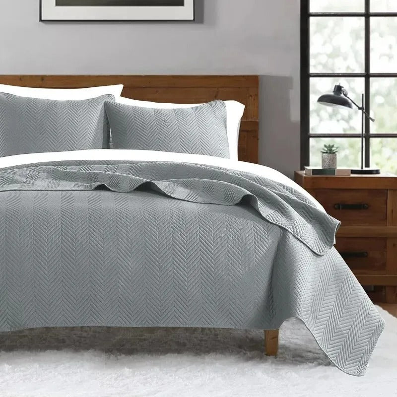 Solid Embroidered Bedspread Quilt Set 3pcs Quilted Bedding Cotton Quilts Bed Covers Pillowcase Blanket King Queen Size Coverlets 252033 XZZ2