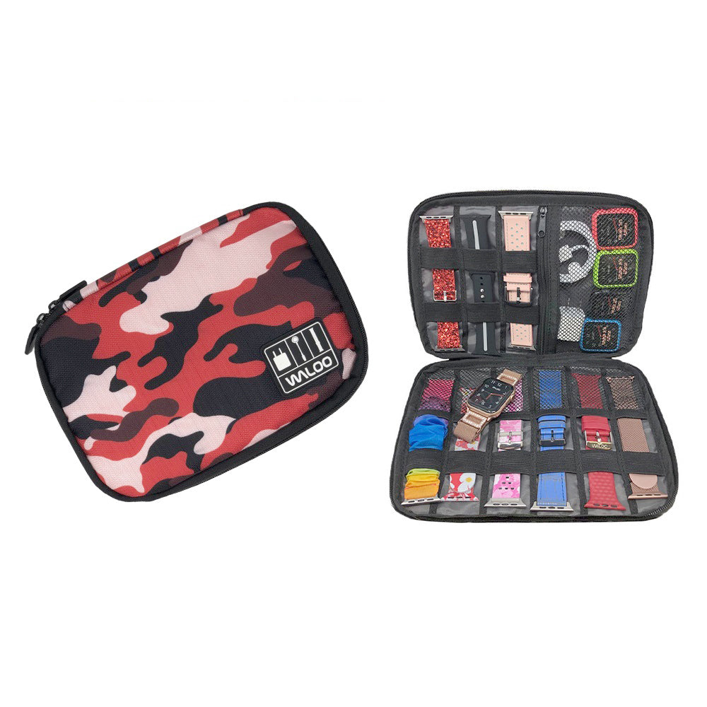 Smartwatch Band Case/Holder & Cable Organizer  - Camo Red