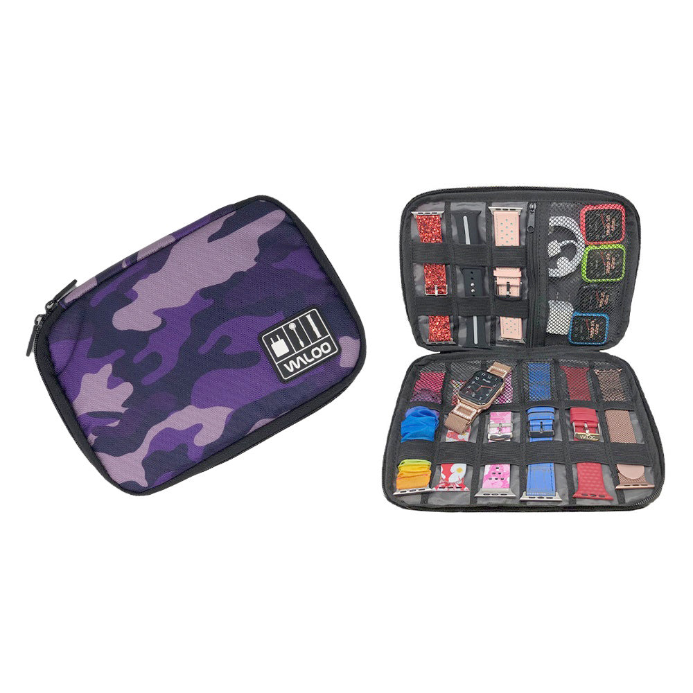 Smartwatch Band Case/Holder & Cable Organizer  - Camo Purple