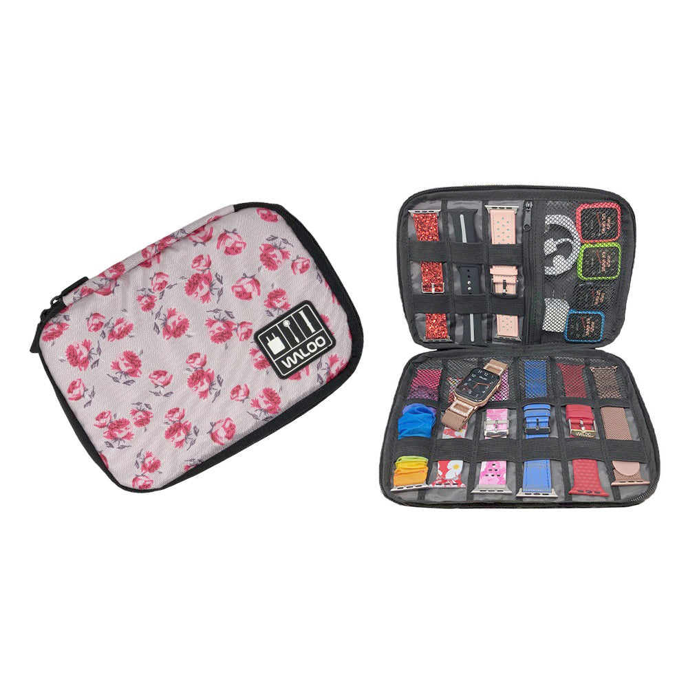 Smartwatch Band Case/Holder & Cable Organizer  - Floral White