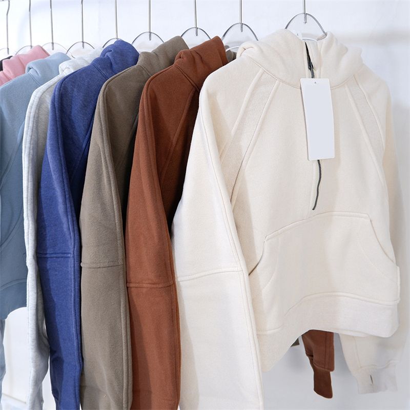 scubsweater autumn and winter yoga scubhoodie plus velvet thickening jacket Quick drying breathable xs half zipper terry designers sweater loose sho