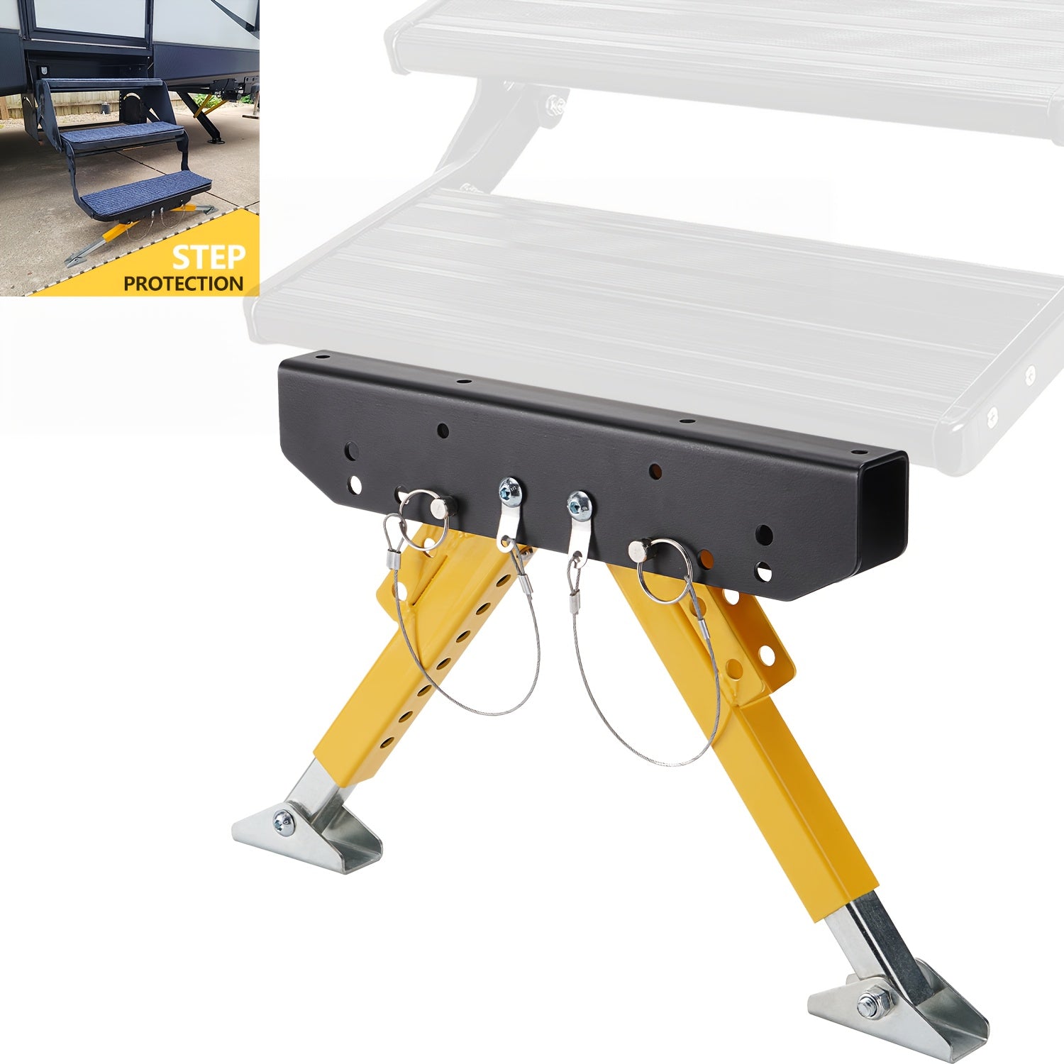 TEMU Adjustable Rv Step Kit - Portable & Foldable Ladder Support For 5th Wheels, Trailers & Motorhomes, , Enhances Stability & Protects Steps, ,