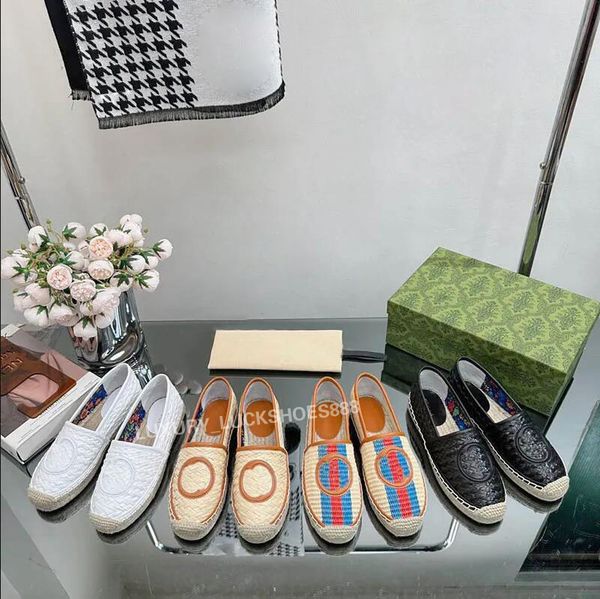 Woven espadrilles slide Women&#039;s interlocking G Lofers Flat Raffia Man Dress shoe mules luxury designer Top quality Casual shoes factory