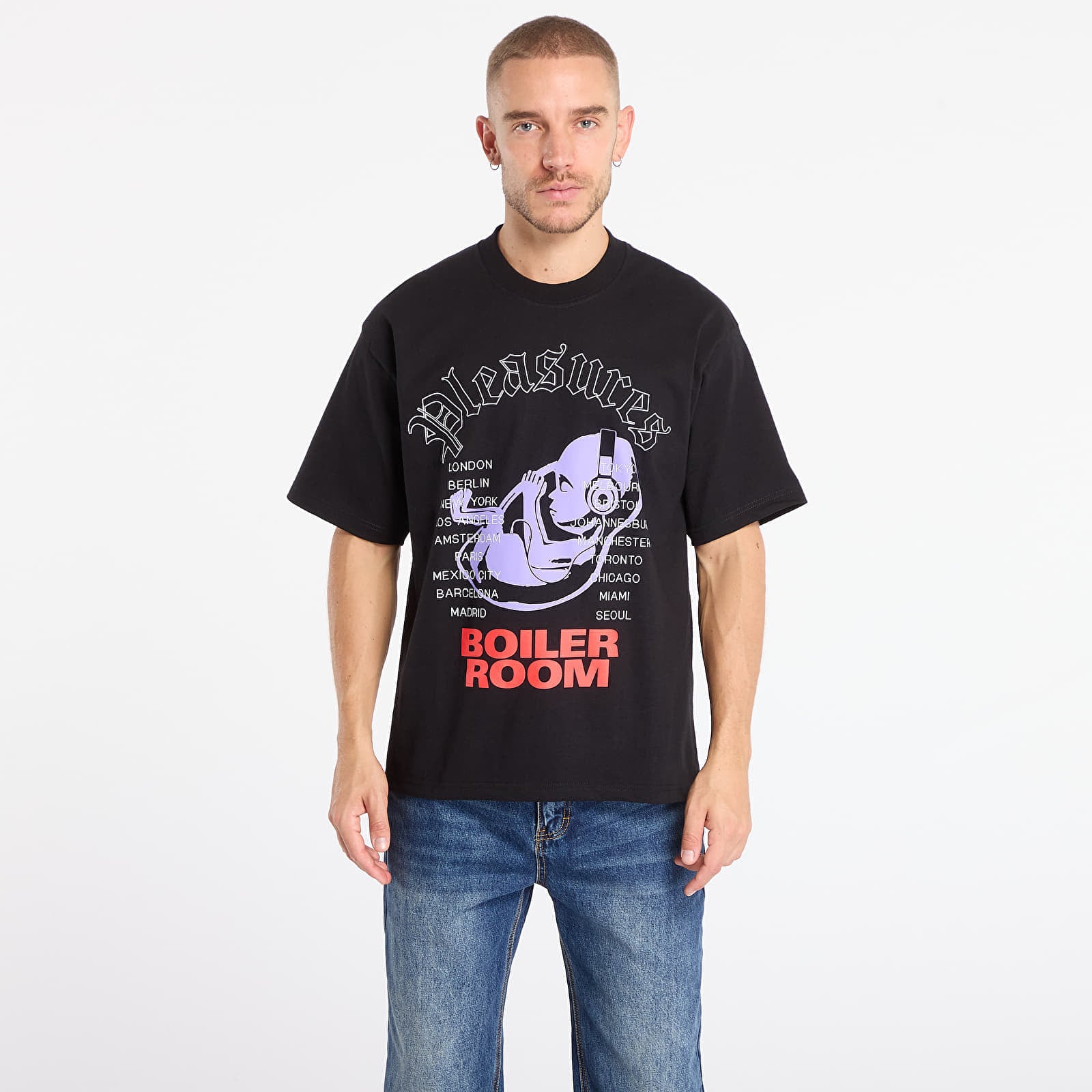 T-skjorte PLEASURES Headphone T-Shirt Black L
