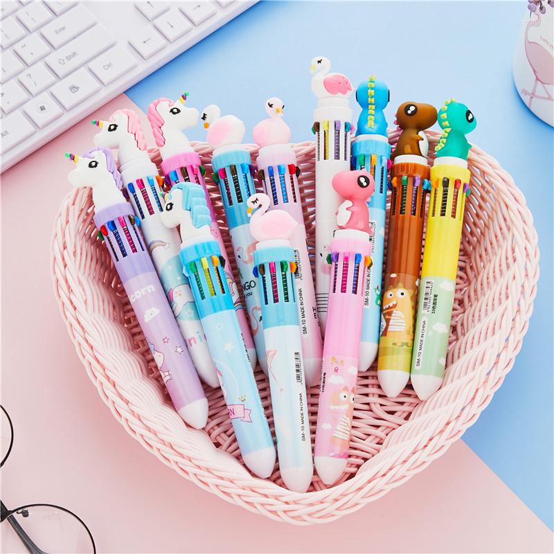 Colors Kawaii Animals Ballpoint Pen Creative Cartoon School Supplies Rollpoint Pens Cute DIY Ball Stationary 03769