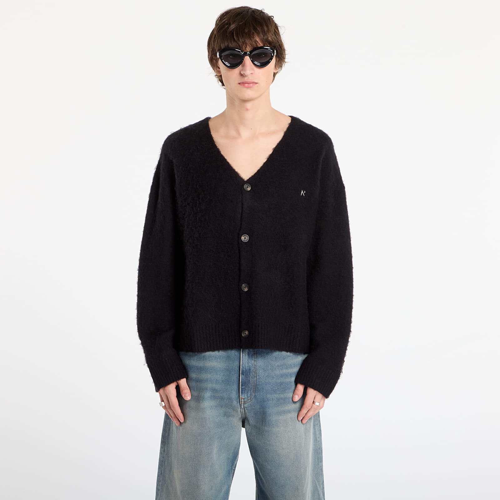 Genser REPRESENT Textured Knit Cardigan Jet Black L