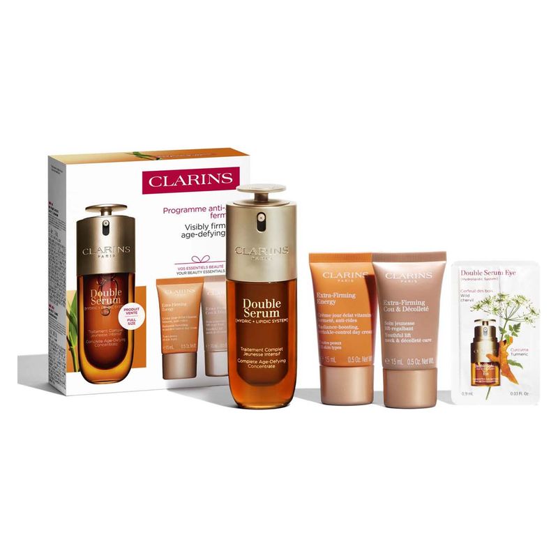 Clarins Dobbeltserumsett Dobbeltserum 0 ml + dagkrem 15 ml + halskrem 15 ml + øyeserum 0,9 ml