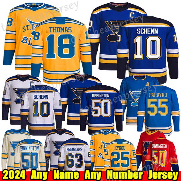 Blues Hockey Jersey Authentic 2024 Robert Thomas Brayden Schenn Neighbours Kyrou Binnington Parayko Krug Buchnevich Gretzky Jerseys