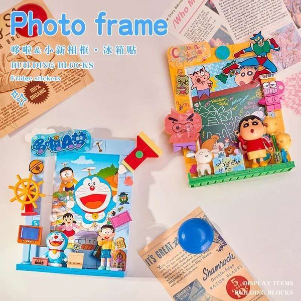 Shin Crayon Chan Photo Frame Refrigerator Building Block Trendy Toy Assembly Movable Ornament Model Anime Collectible Gift Dh2997019 Dh29970