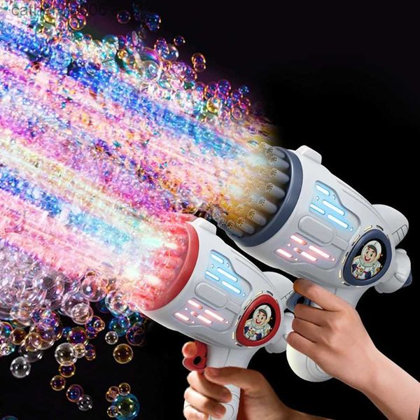 Other Bubble Gun Toys Electric Automatic Soap Rocket Boom Bubbles Makers For Portable Outdoor Kids Gifts LED Light Wedding Party ToyL231024