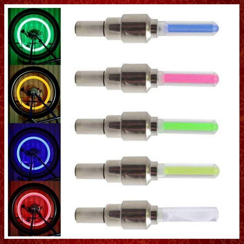1USD LED Flash Tyre Light Bike Wheel Valve Cap Lights Car Bikes Bicycle Motorcycle Motorbike Wheel Tire Lamp Fashion Light 9 colors Blue Green Red Y