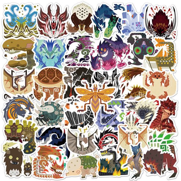50 Monster Hunter Graffiti Trolley Box Notebook Car Phone Refrigerator Body Waterproof Stickers