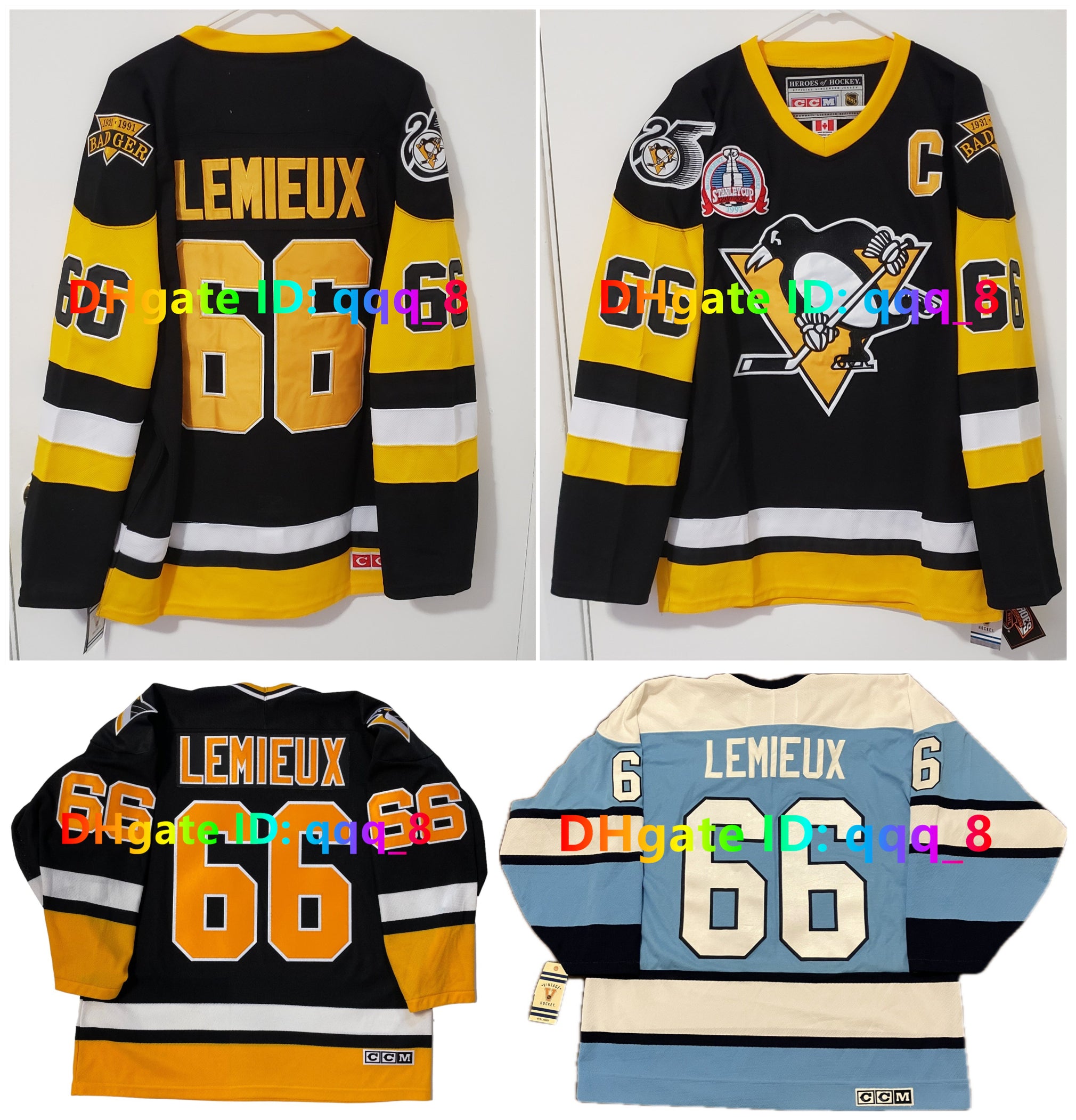 LEMIEUX Penguins Throwback Hockey Jerseys 1992 Stanley Cup TEAM CANADA 3 Patch Wales ALL Stra Jersey Red White Black Size S-3XL