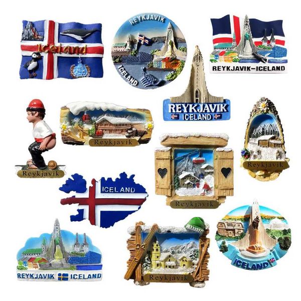 Europe Iceland 3D Fridge Magnets Tourism Souvenir Refrigerator Magnets Sticker Collection Handicraft Decoration ArticlesM240808