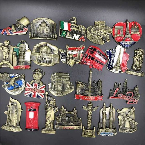 Fridge magnets Metal refrigerator sticker USA UK Italy Malaysia Belgium India new stereo magnetic commemorative premiumXJ240809