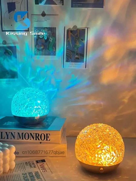 Water Ripple Projector Night Light Lamp Sunset Photography Ocean Wave Dynamic Bedroom Decor Aesthetic Led Atmosphere RGB Table X250128