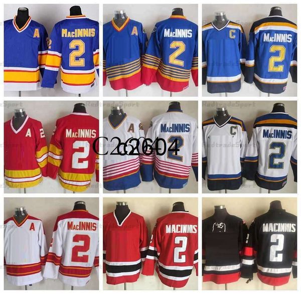 GC2604 Mens 1996 Vintage #2 Al Macinnis Hockey Jerseys Blue Stitched Shirts 2002 Nation Team Red Black A Patch M-XXXL