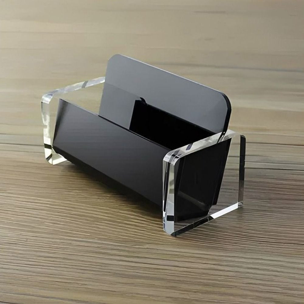 TEMU Minimalist, Elegant Acrylic Business Card Holder - Clear & Black, Professional Desktop Display For Office Use