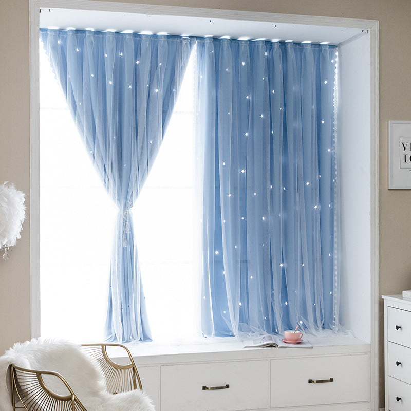 YL-36071 Velcro curtain bedroom blackout free punch installation self-adhesive short sunshade curtain foreign trade