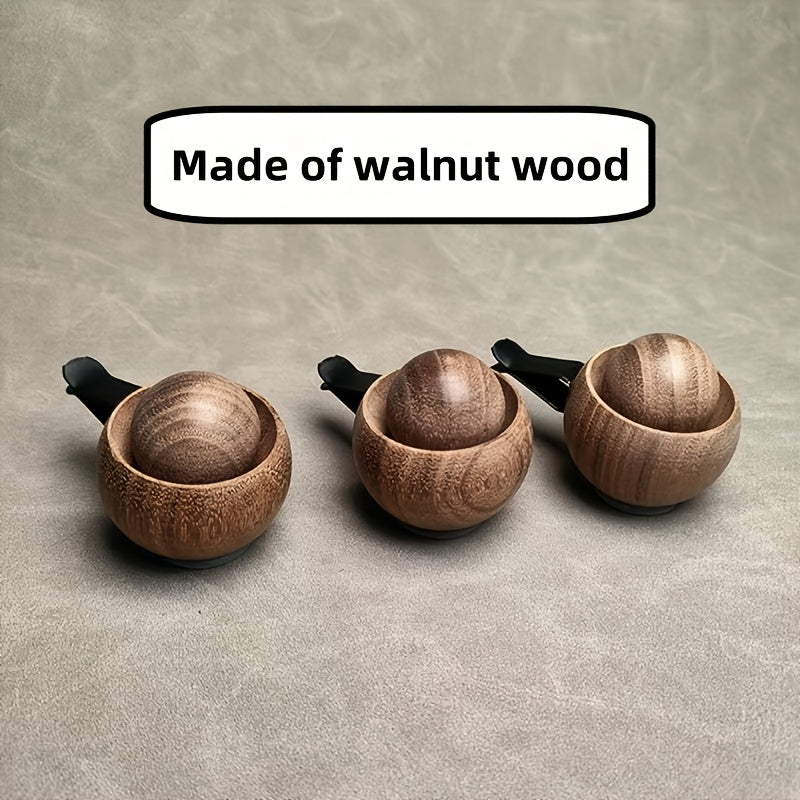 TEMU 2-3pcs Handcrafted Natural Wood Car Air Freshener Diffuser - Spherical Design With Black Handle, No Battery Needed, Essential Oil Diffuser For