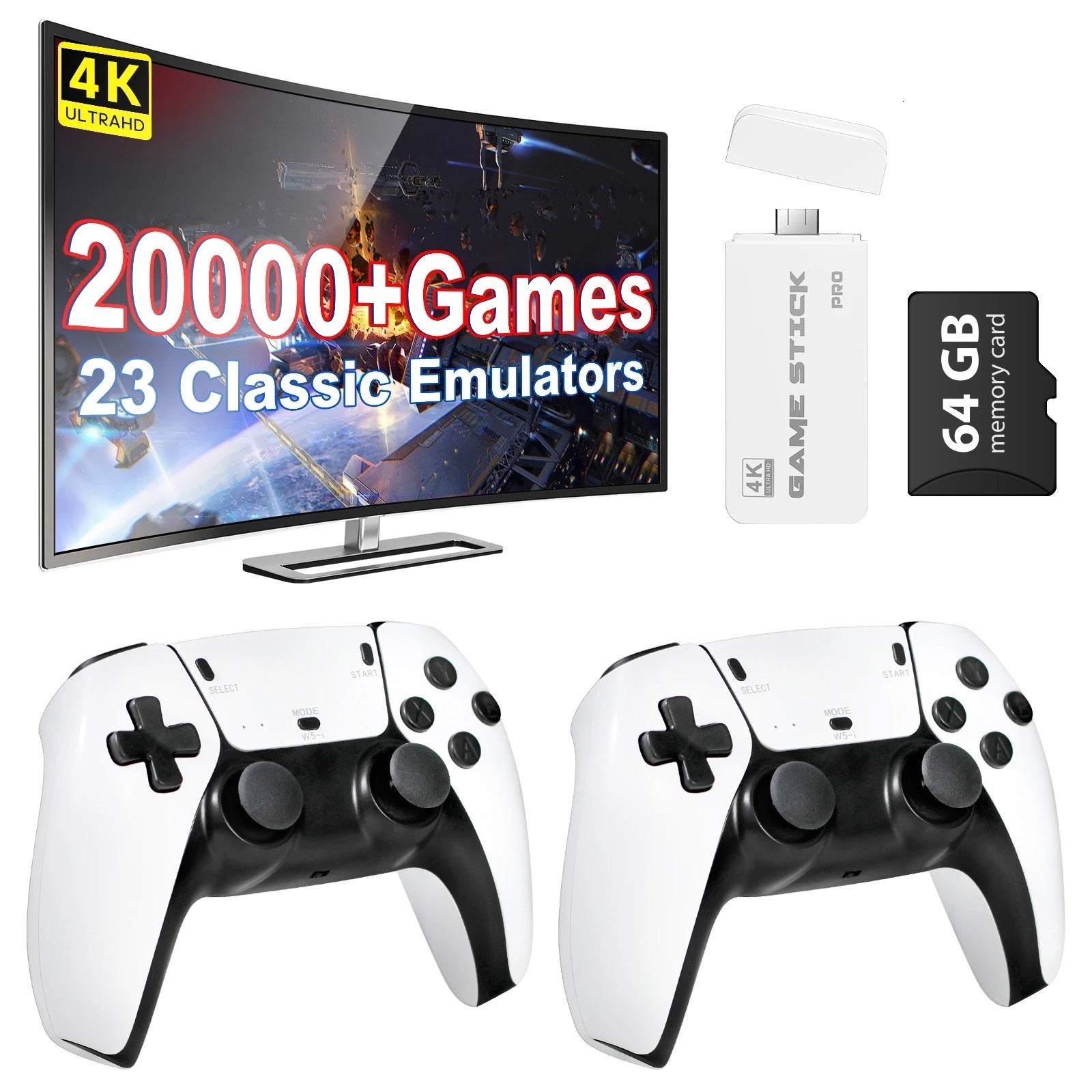 Mini Retro Video Game Console with 20000+ Games, 4K HD Output, and Wireless Controllers